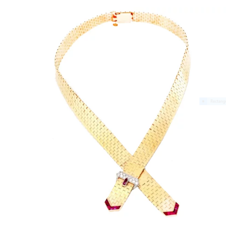 14k pink gold Retro buckle necklace