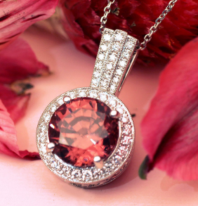 Red stone diamond pendant